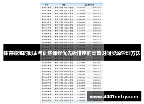 体育锻炼时间表与训练课程优先级排序的高效时间资源管理方法